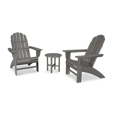 POLYWOOD Vineyard 3-Piece Curveback Adirondack Set - Slate Grey